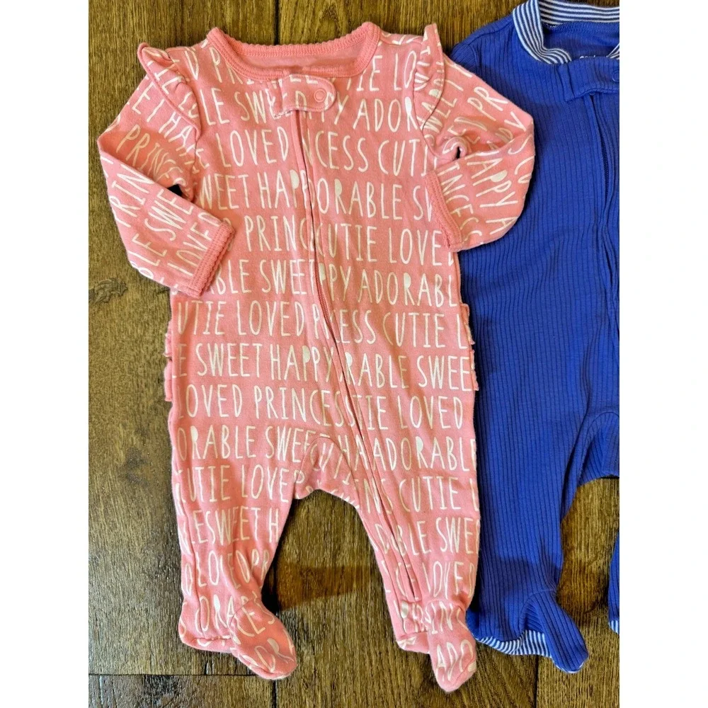 Carters Sleepers Girl 3 Months Lot Rompers Outfits‎ Sleep N Plays Bundle Ruffle